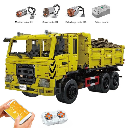 Tech MOC RC APP Three Way Dump Truck Bricks Toys 17012