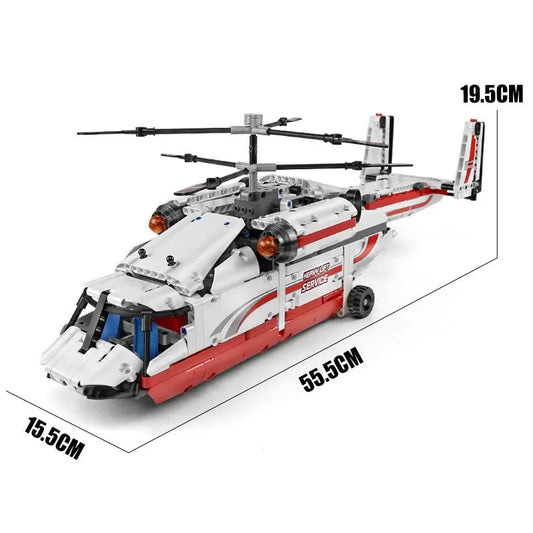 Tech MOC RC Motorized Heavy Lift Helicopter Bricks Toy 15012