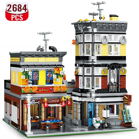 Building Blocks City Street MOC Sushi Bar House Bricks Toys