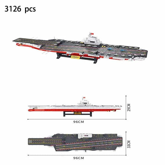 Military WW2 Type 003 Aircraft Carrier Warship Bricks Toys