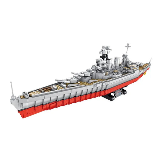 MOC Military USS Hood Battleship WW2 Warship Bricks Toys