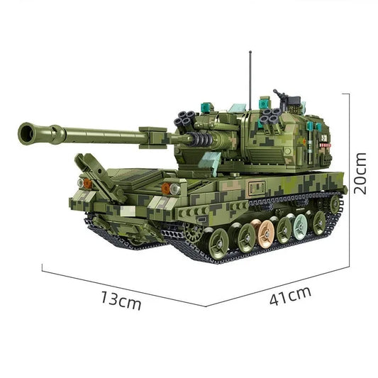 MOC WW2 Military 155 Self-Propelled Artillery Kids Toys