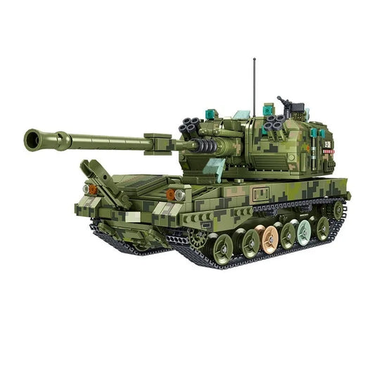 MOC WW2 Military 155 Self-Propelled Artillery Kids Toys