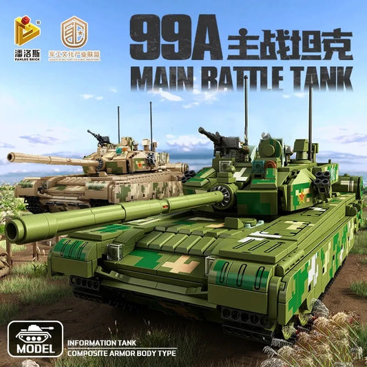 MOC WW2 Military 99A Main Battle Tank Bricks Kids Toys