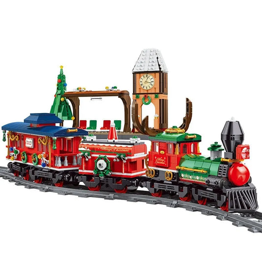 Tech MOC Expert RC City Christmas Train Bricks Toy