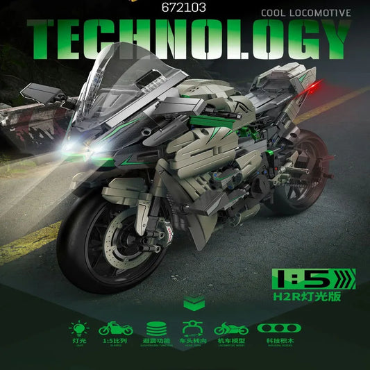Tech MOC Kawasaki H2R Sport Motorcycle Bricks Toys 672103