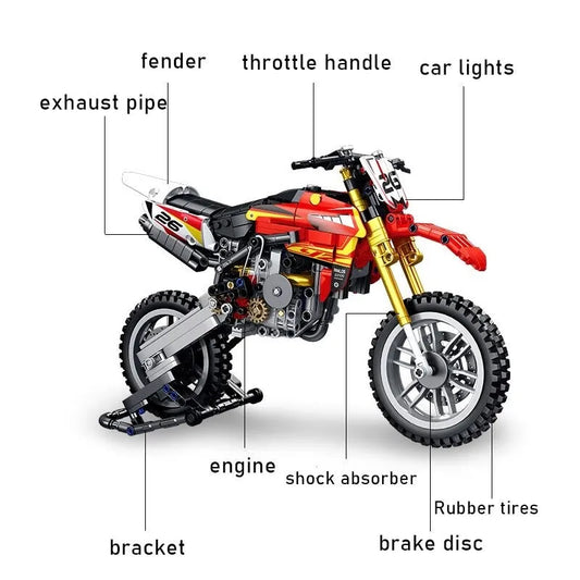 Tech MOC Off-Road YZ 450 Motorcycle Bricks Toy 672005
