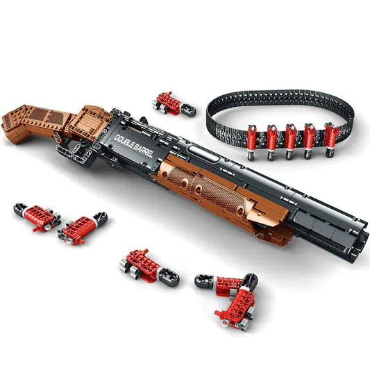 Military MOC Double Barrel Shotgun Gun Bricks Toys