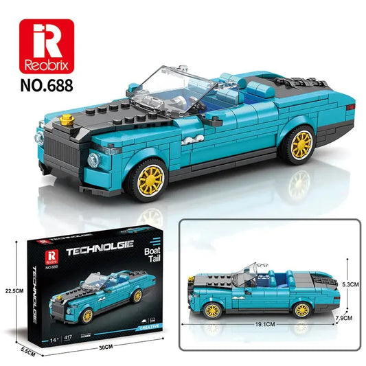 MOC Tech 688 RR Boat Tail Classic Racing Car Bricks Toy