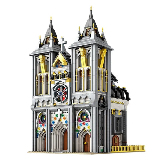 Street Expert MOC Medieval City Church Building Bricks Toy