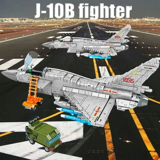 Military Aircraft MOC J-10B Fighter Jet Bricks Toys