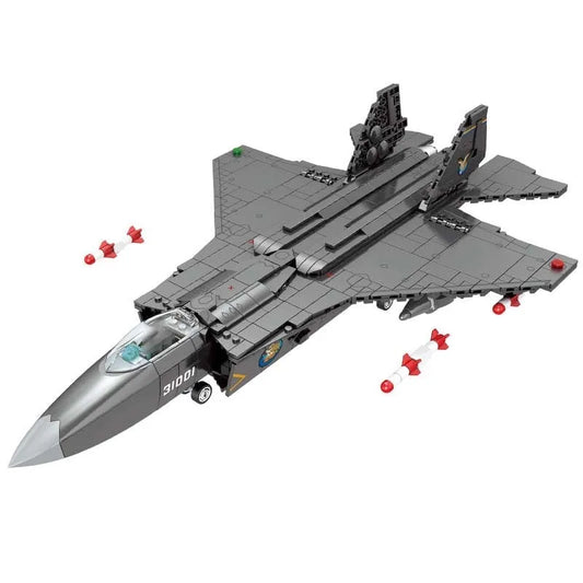 Military MOC FC-31 Fighter Aircraft Jet Bricks Toy