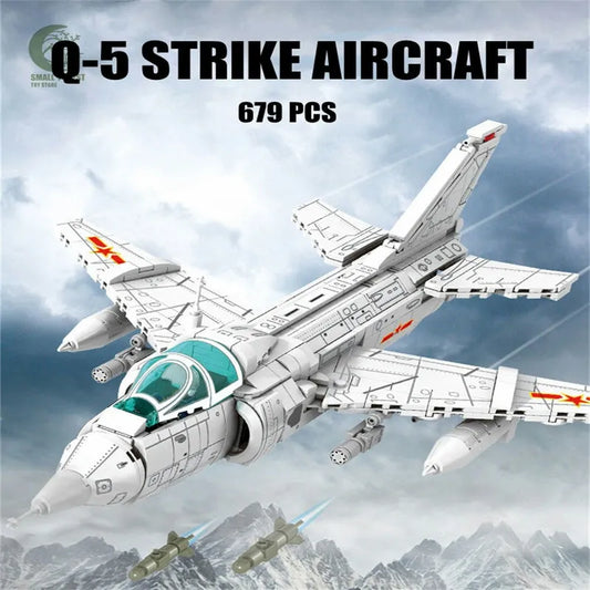 Military MOC Q-5 Striker Aircraft Jet Bricks Toys