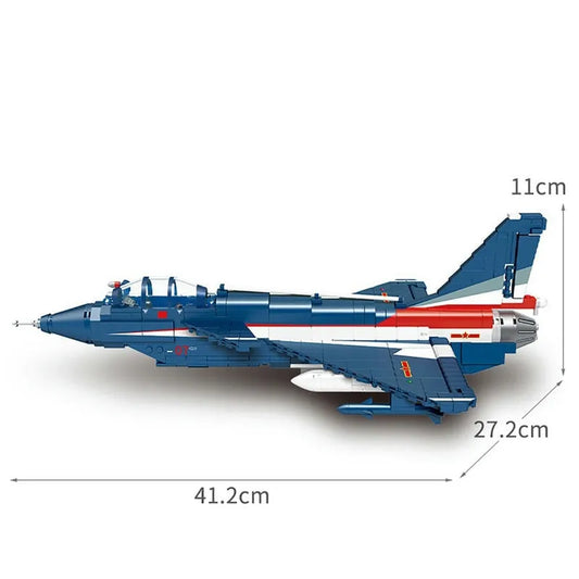 Military WW2 MOC J-10 Fighter Jet Aircraft Bricks Kids Toys