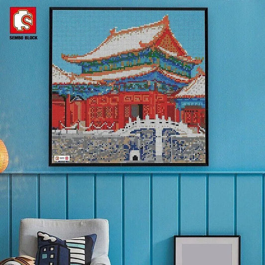MOC Expert Art Forbidden City Picture Frame Bricks Toy