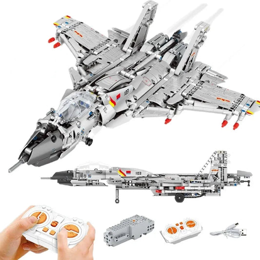 MOC Military RC J-15 Flying Shark Aircraft Bricks Toy