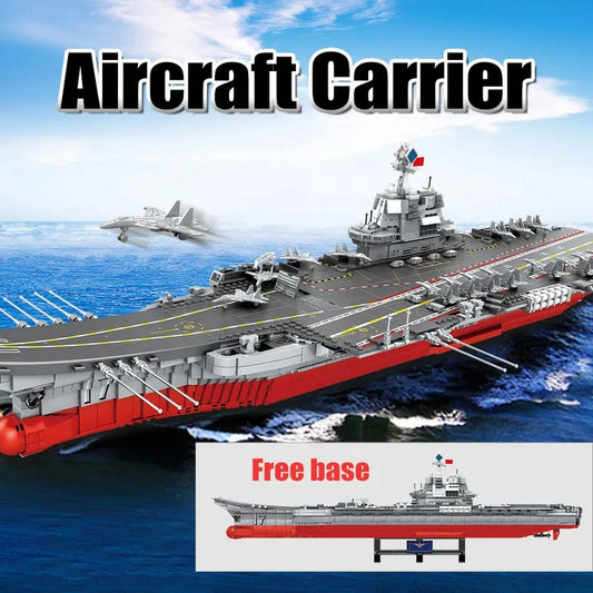 MOC Military WW2 Aircraft Carrier Warship Bricks Toys