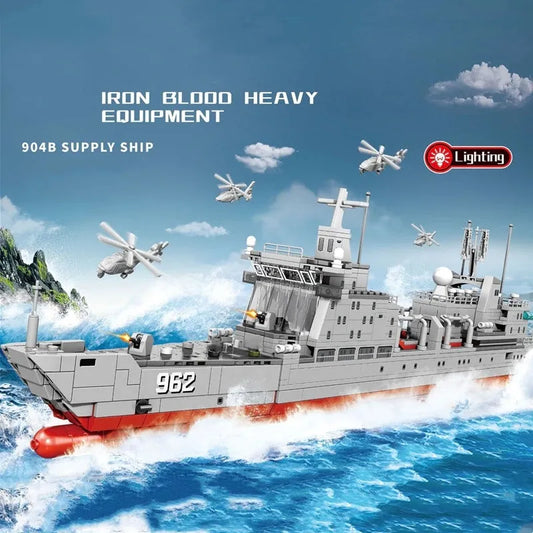MOC Military WW2 Vessel 904B Supply Ship Bricks Toys