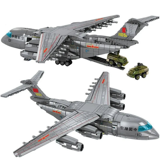MOC Military WW2 Y-20 Transport Aircraft Bricks Toy