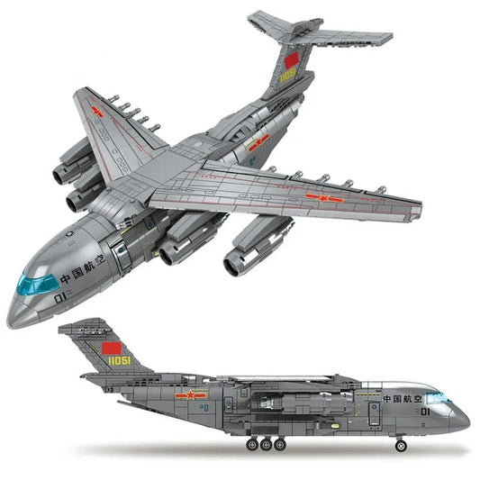 MOC Military WW2 Y-20 Transport Aircraft Bricks Toy
