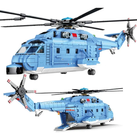 MOC Military Z-18 Utility Helicopter Bricks Toys