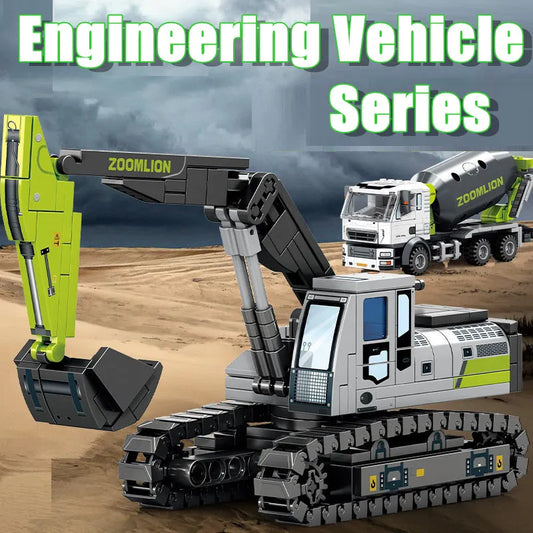 Tech Mechanical Mixer Crane Truck Excavator Bricks Toy