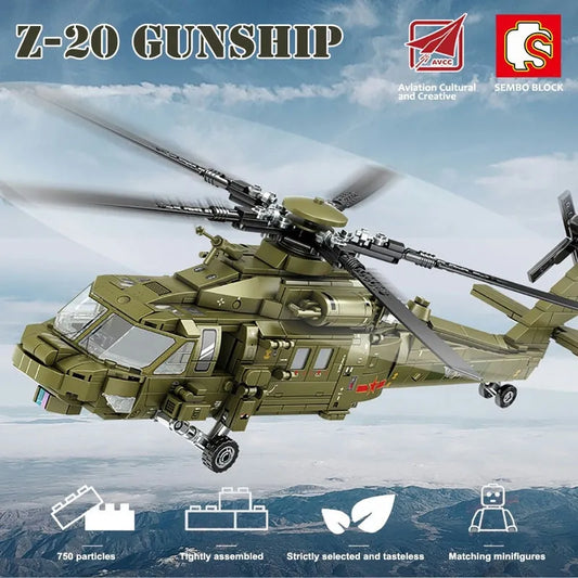 Tech Military Z-20 Attack Helicopter Bricks Toys