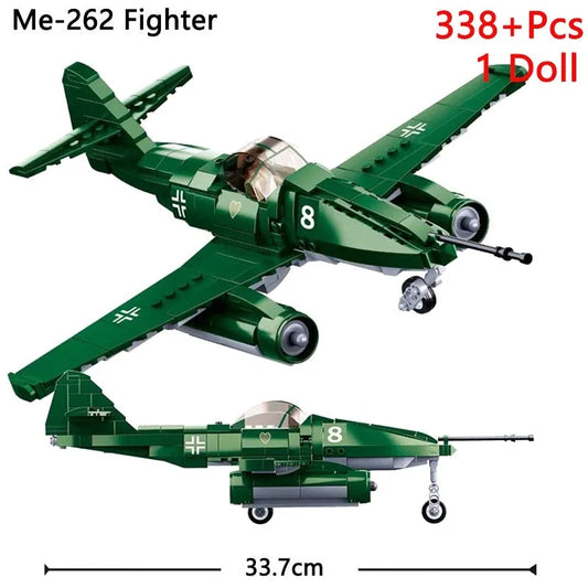 Military MOC WW2 ME-262 Fighter Aircraft Bricks Kids Toys