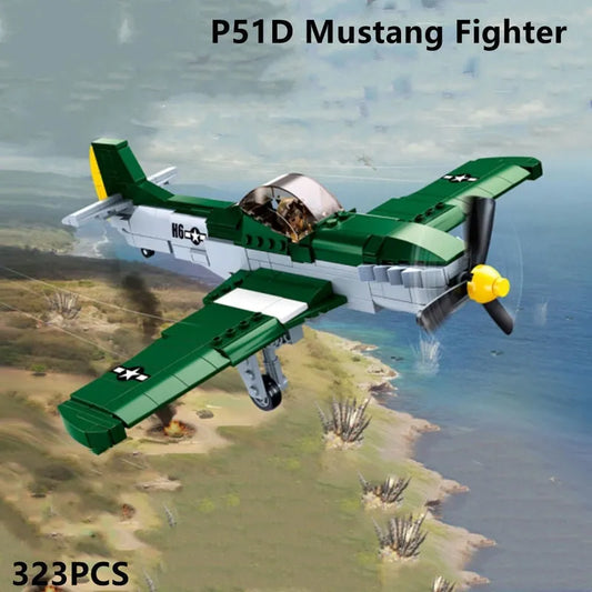 Military MOC WW2 P51D Fighter Aircraft Bricks Toys