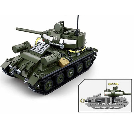 Military MOC WW2 T34 85 Medium Tank Bricks Toys