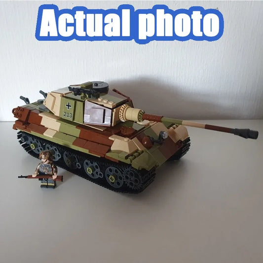 Military MOC WW2 Tiger Heavy Battle Tank Bricks Toys