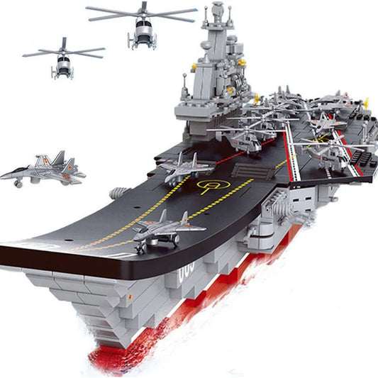 Military WW2 Aircraft Carrier Warship Bricks Toys