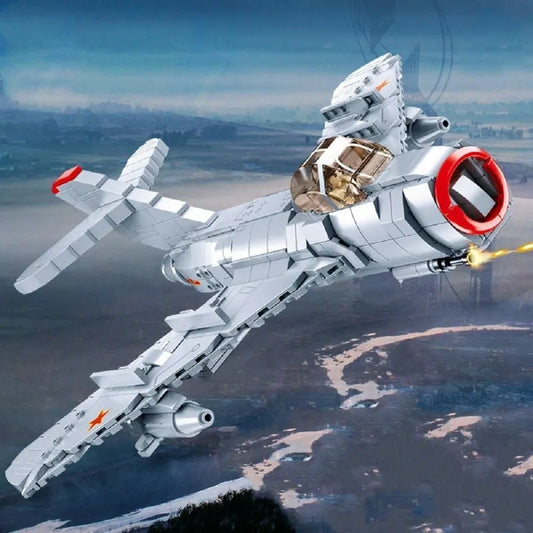 Military WW2 Army MIG 15B Fighter Aircraft Bricks Toy