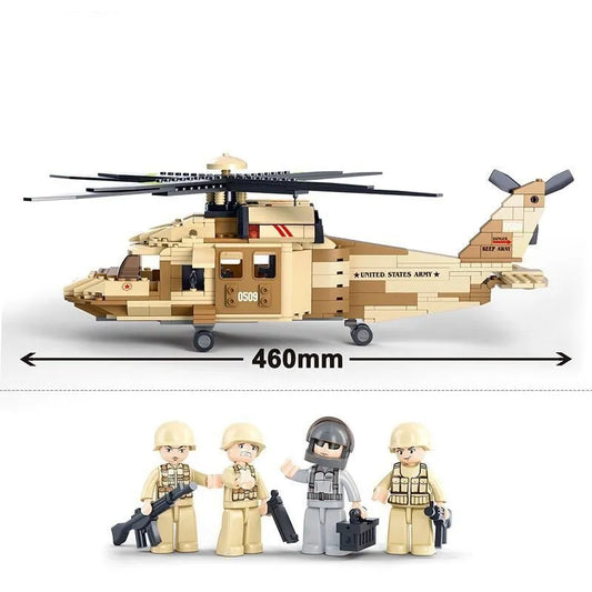 Military WW2 Army Transport Helicopter Bricks Toy