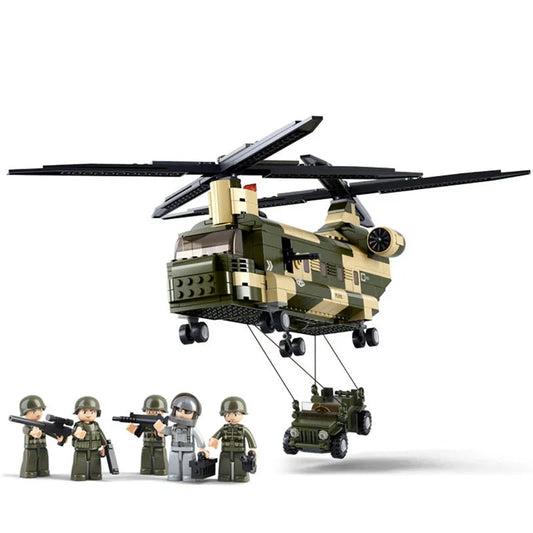 Military WW2 Transport Army Helicopter Bricks Toy