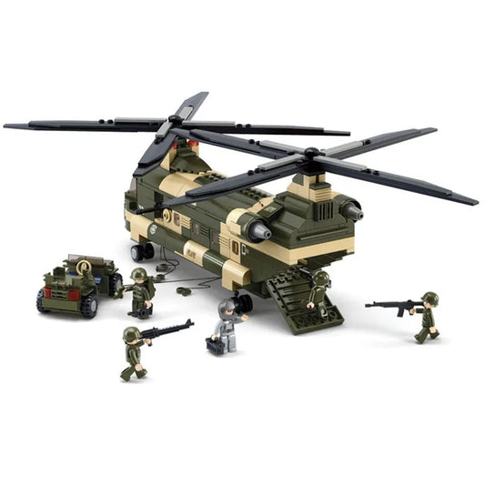 Military WW2 Transport Army Helicopter Bricks Toy