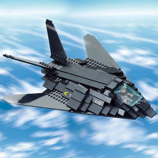 MOC Military Stealth Bomber Jet F-117 Aircraft Bricks Toys