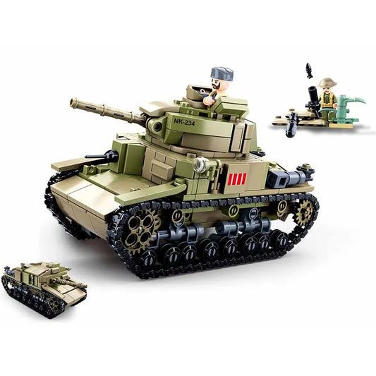 MOC WW2 Military Battle M13/40 Tank Bricks Toy