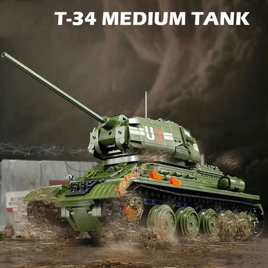 Military WW2 RC Soviet Army T34 Medium Tank Bricks Toy