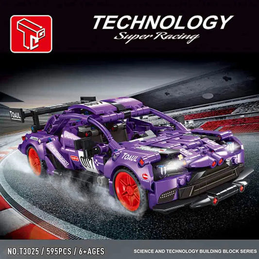 MOC T3025 Purple Supercar Super Sports Car Bricks Toy