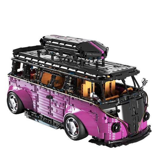 Tech MOC T5022B Electroplated Camper Van Bus Bricks Toys