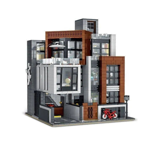 City Experts Street MOC Brown Modern Villa Bricks Toy 10204