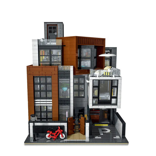 MOC City Street Expert Modern Brown Villa Bricks Toy 10204