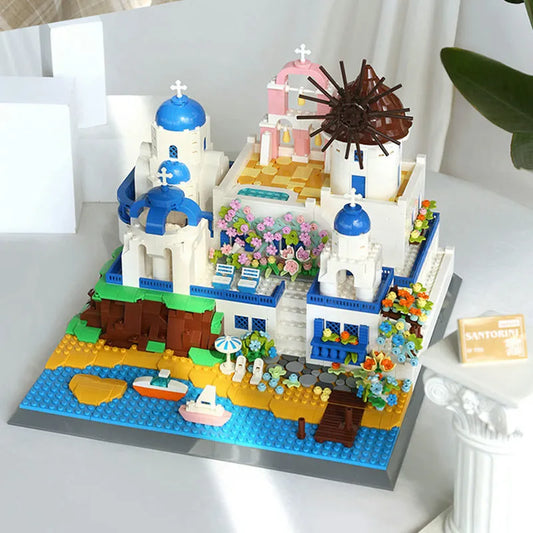 MOC 6230 Architecture Santorini Island Modern Villa Bricks Toys