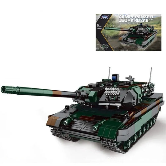Military WW2 German Kampfpanzer Leopard 2A6 Battle Tank Bricks Toy