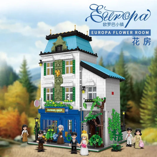 MOC City Experts Europa Flowers Shop Bricks Toys