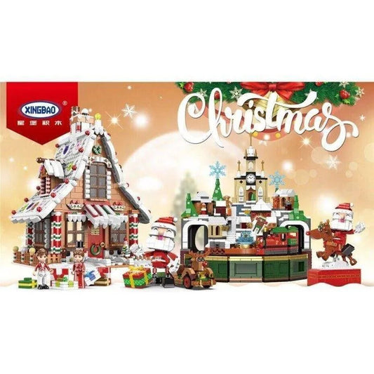 MOC Expert Snow Christmas Castle Music Box Bricks Toys
