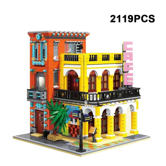 MOC 6020 Street City Cafe Havana Modular MINI Bricks Toys