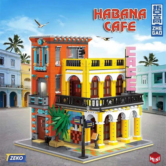 MOC 6020 Street City Cafe Havana Modular MINI Bricks Toys