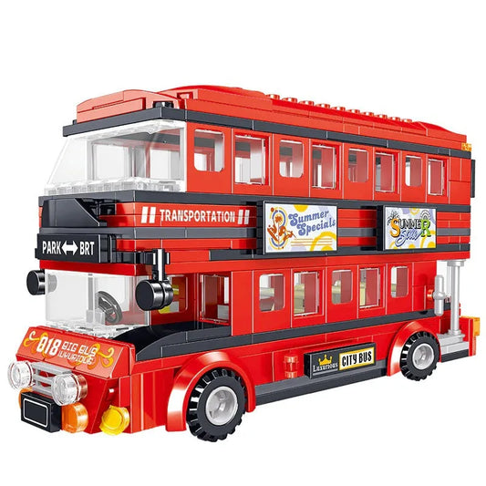 MOC BRT Double Deck City Tour Bus Bricks Toy